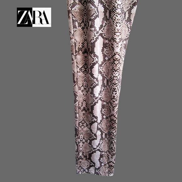 ZARA NEW Snakeskin Print Jersey Pull-On Legging M - Picture 4 of 12